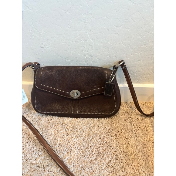Coach Handbags - Coach Legacy Crossbody Brown Pebbled Leather Turnlock Flap Bag 10888 Vintage Y2K